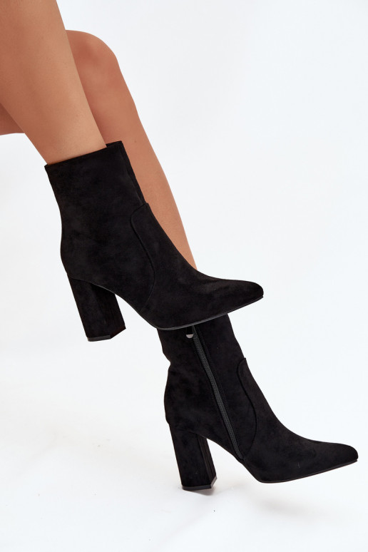 zateplené Dámské podpatky Z z eko semišeu Černé Pralina