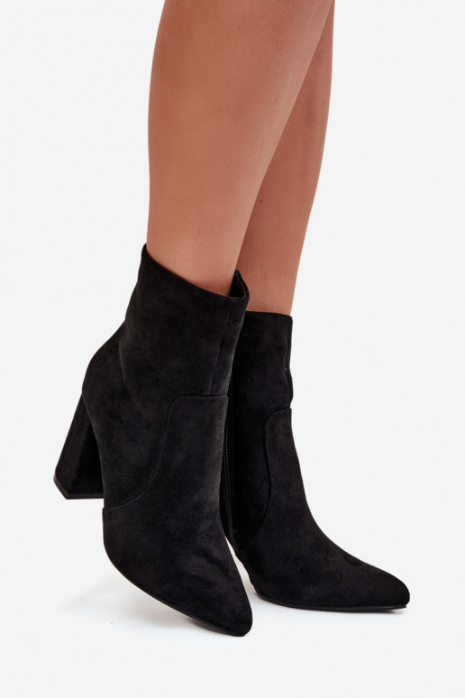 zateplené Dámské podpatky Z z eko semišeu Černé Pralina