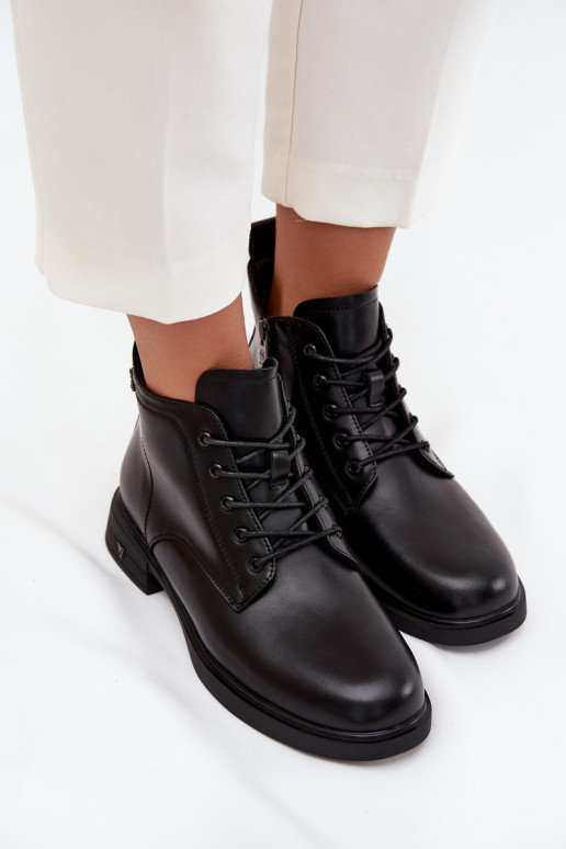 zateplené Dřeváky  na nízkém podpatku Vinceza 39953 Černé