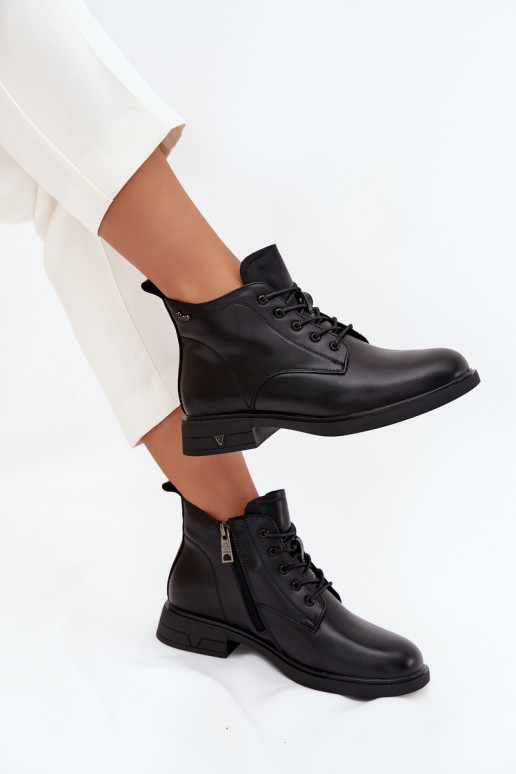 zateplené Dřeváky  na nízkém podpatku Vinceza 39953 Černé