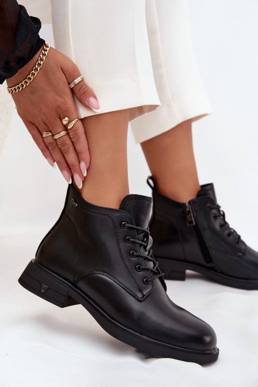 zateplené Dřeváky  na nízkém podpatku Vinceza 39953 Černé