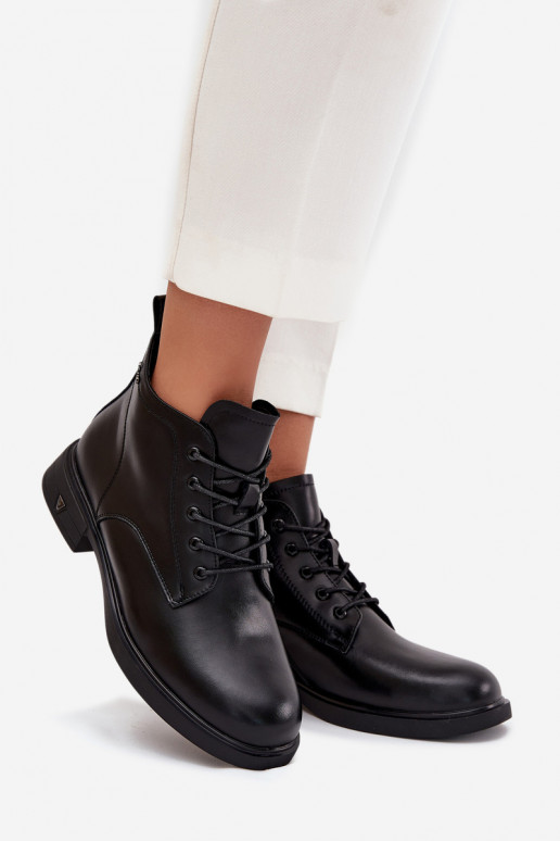 zateplené Dřeváky  na nízkém podpatku Vinceza 39953 Černé