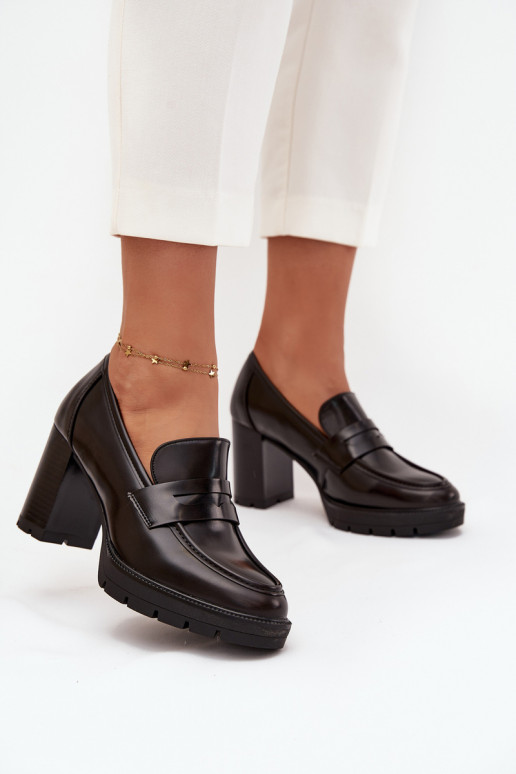 boty  s podpatky z ekologické kůže Czekoladowe Ilyssia boty  s podpatky z ekologické kůže Czekoladowe Ilyssia