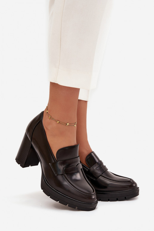 boty  s podpatky z ekologické kůže Czekoladowe Ilyssia boty  s podpatky z ekologické kůže Czekoladowe Ilyssia