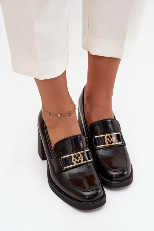 boty  s podpatky Ze zlaté barvym Detalem Černé Privelle boty  s podpatky Ze zlaté barvym Detalem Černé Privelle