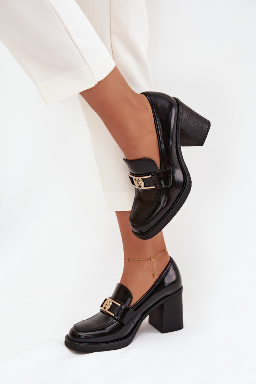 boty  s podpatky Ze zlaté barvym Detalem Černé Privelle boty  s podpatky Ze zlaté barvym Detalem Černé Privelle