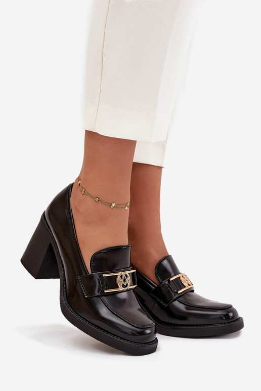 boty  s podpatky Ze zlaté barvym Detalem Černé Privelle boty  s podpatky Ze zlaté barvym Detalem Černé Privelle