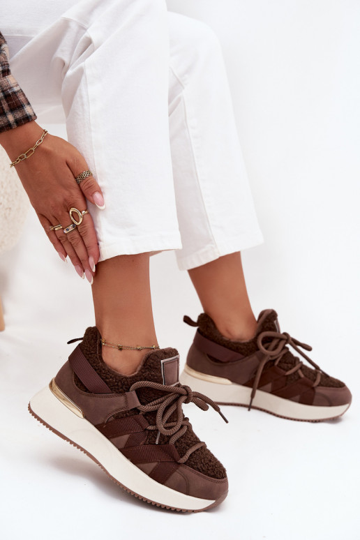 zateplené Tenisky  s platformou hnědá Juvira