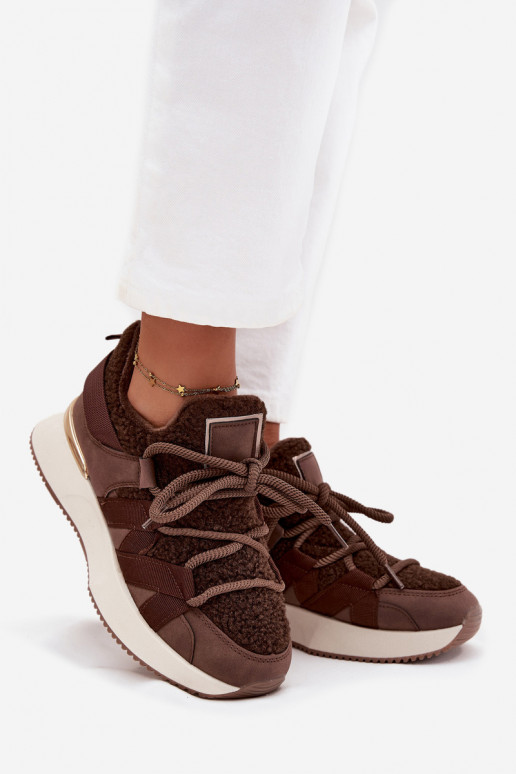 zateplené Tenisky  s platformou hnědá Juvira