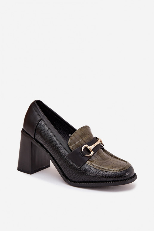 boty  s podpatky s potiskem I zlaté barvym Detalem zelené-Černé Novella boty  s podpatky s potiskem I zlaté barvym Detalem zelené-Černé Novella