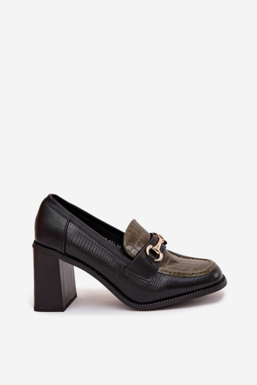 boty  s podpatky s potiskem I zlaté barvym Detalem zelené-Černé Novella boty  s podpatky s potiskem I zlaté barvym Detalem zelené-Černé Novella