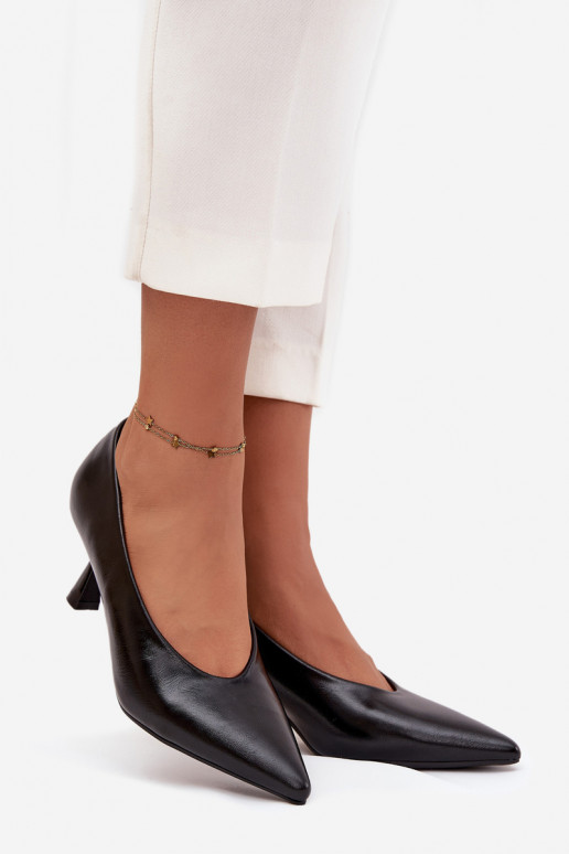 s efektem laku Obuv s tenkými podpatky Černé Gavrielle s efektem laku Obuv s tenkými podpatky Černé Gavrielle