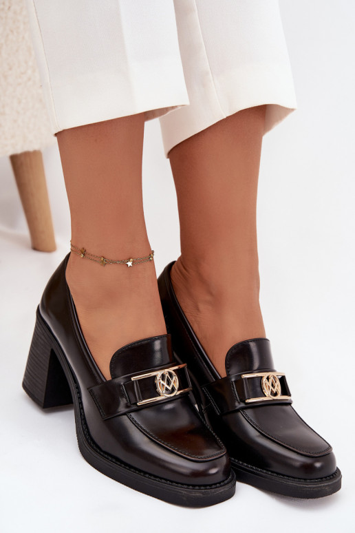 boty  s podpatky Ze zlaté barvym Detalem Czekoladowe Privelle boty  s podpatky Ze zlaté barvym Detalem Czekoladowe Privelle