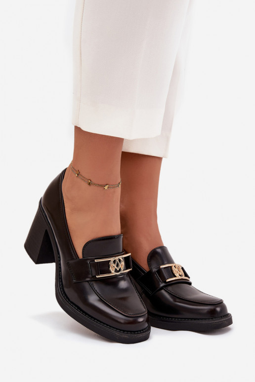 boty  s podpatky Ze zlaté barvym Detalem Czekoladowe Privelle boty  s podpatky Ze zlaté barvym Detalem Czekoladowe Privelle