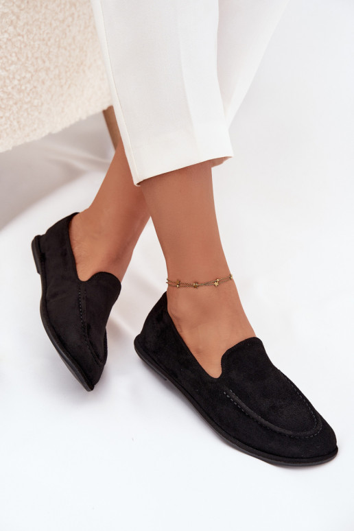 Dámské mokasíny Z z eko semišeu Ploché boty Černé Miryelle