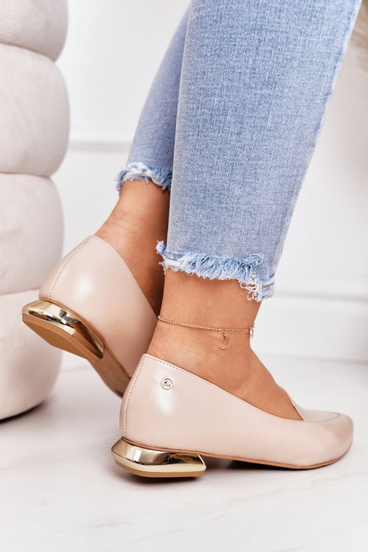 mokasíny se zlatými podpatky Laura Messi 2013 béžové