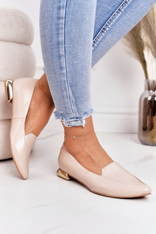 mokasíny se zlatými podpatky Laura Messi 2013 béžové