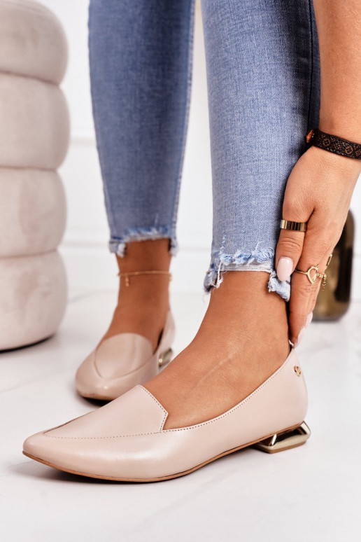 mokasíny se zlatými podpatky Laura Messi 2013 béžové