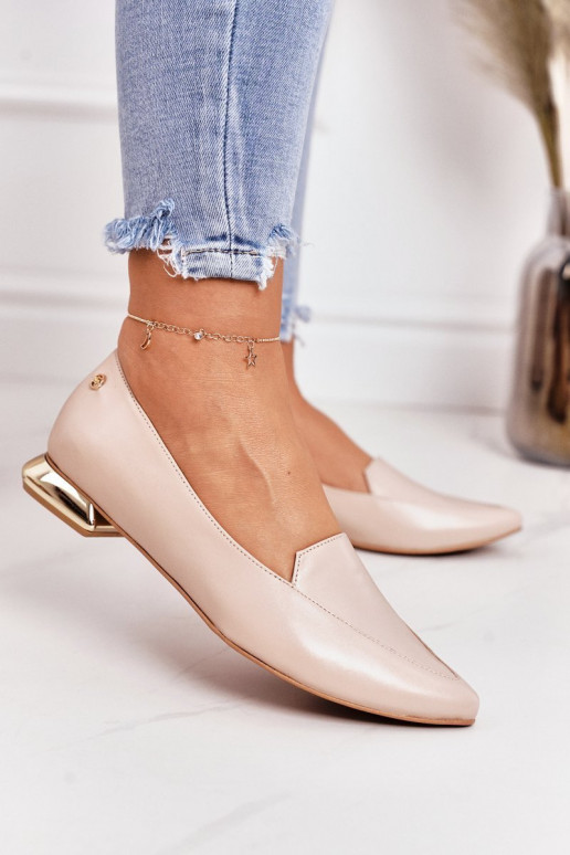 mokasíny se zlatými podpatky Laura Messi 2013 béžové