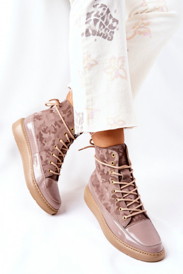 Sportovní styl  boty  3034 béžové s kamufláží