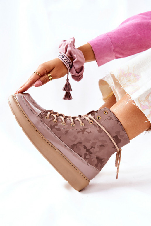 Sportovní styl  boty  3034 béžové s kamufláží Sportovní styl  boty  3034 béžové s kamufláží