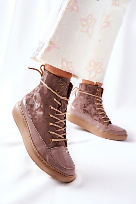 Sportovní styl  boty  3034 béžové s kamufláží Sportovní styl  boty  3034 béžové s kamufláží