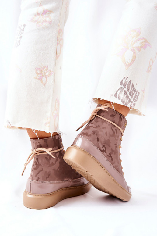 Sportovní styl  boty  3034 béžové s kamufláží Sportovní styl  boty  3034 béžové s kamufláží