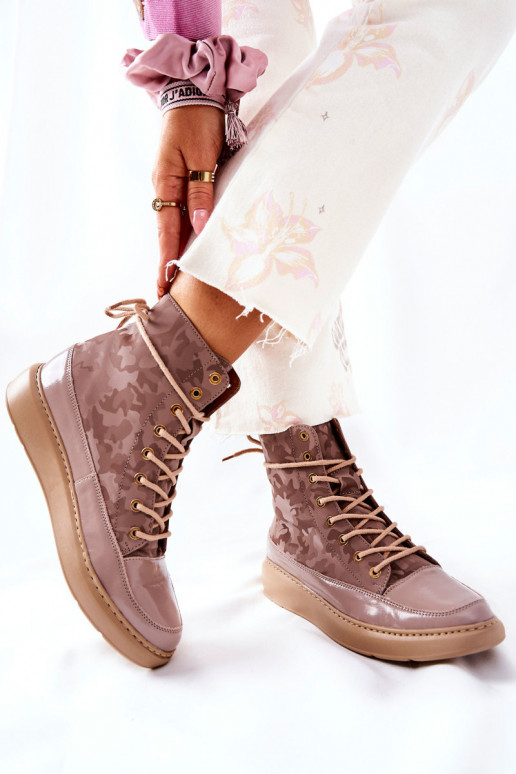 Sportovní styl  boty  3034 béžové s kamufláží Sportovní styl  boty  3034 béžové s kamufláží