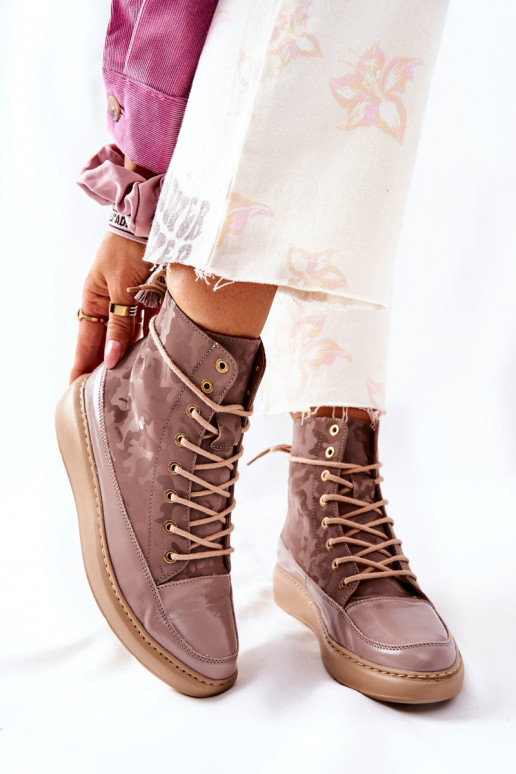 Sportovní styl  boty  3034 béžové s kamufláží Sportovní styl  boty  3034 béžové s kamufláží