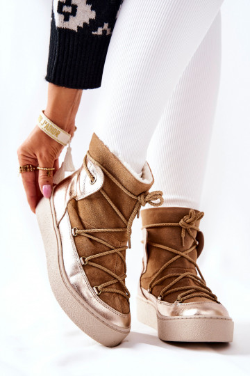 zateplené Semišové boty Sněhule hnědáClarem