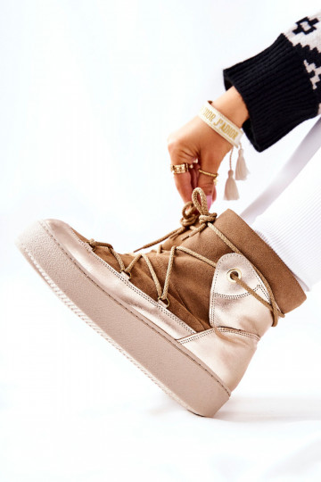 zateplené Semišové boty Sněhule hnědáClarem 2