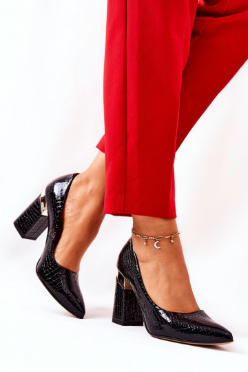 Obuv  s imitací hadí kůže 3117 Černé