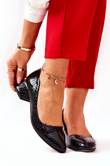 s imitací hadí kůže Obuv  3118 Černé