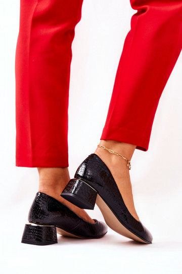 s imitací hadí kůže Obuv  3118 Černé 2