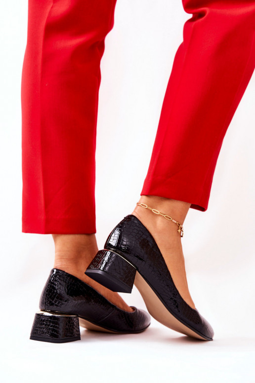 s imitací hadí kůže Obuv  3118 Černé  s imitací hadí kůže Obuv  3118 Černé