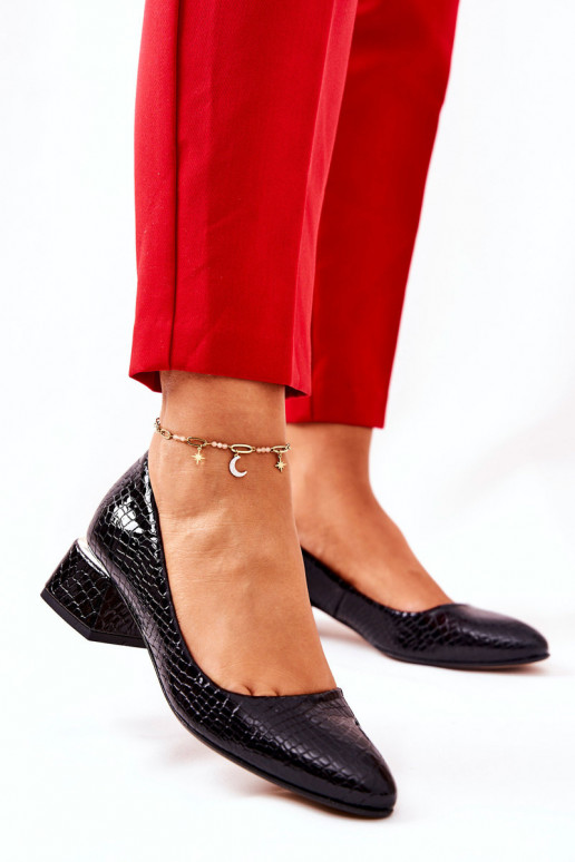 s imitací hadí kůže Obuv  3118 Černé  s imitací hadí kůže Obuv  3118 Černé