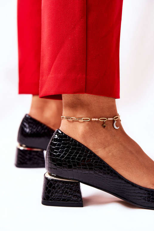 s imitací hadí kůže Obuv  3118 Černé  s imitací hadí kůže Obuv  3118 Černé