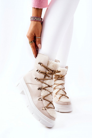 zateplené Dřeváky boty slonová kost Nerisso