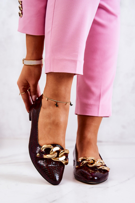 s efektem laku s imitací hadí kůže Obuv vínová Elissabeth  s efektem laku s imitací hadí kůže Obuv vínová Elissabeth