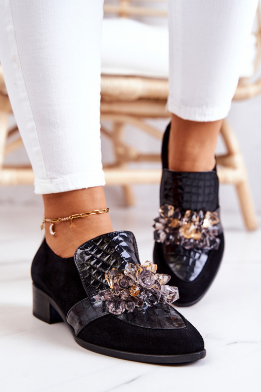 ze semiše boty s ornamenty Černé Davine ze semiše boty s ornamenty Černé Davine