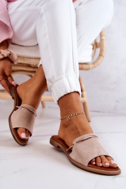 Semišové pantofle  Shoes 3047 béžové