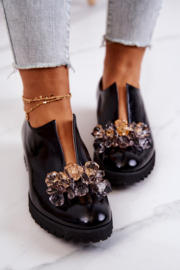 Elegantní styl  boty s ornamenty Černé Cindy 2