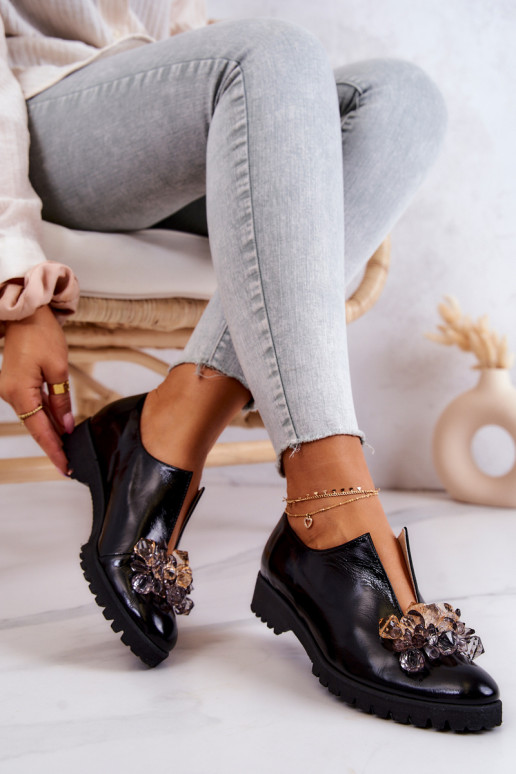 Elegantní styl  boty s ornamenty Černé Cindy Elegantní styl  boty s ornamenty Černé Cindy