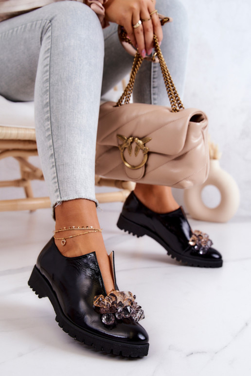 Elegantní styl  boty s ornamenty Černé Cindy Elegantní styl  boty s ornamenty Černé Cindy