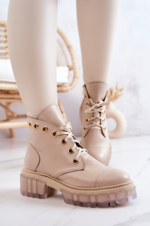 Dřeváky Z Masywną Podeszwą béžové Horizon Dřeváky Z Masywną Podeszwą béžové Horizon