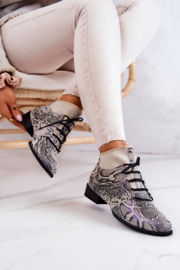 Dámské podpatky ze semiše  s imitací hadí kůže  04744-03 béžové 2