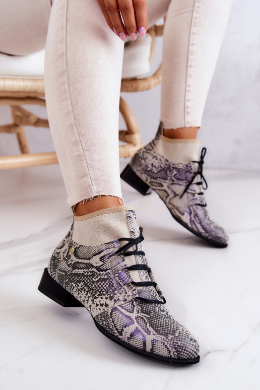 Dámské podpatky ze semiše  s imitací hadí kůže  04744-03 béžové Dámské podpatky ze semiše  s imitací hadí kůže  04744-03 béžové