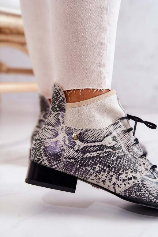 Dámské podpatky ze semiše  s imitací hadí kůže  04744-03 béžové Dámské podpatky ze semiše  s imitací hadí kůže  04744-03 béžové