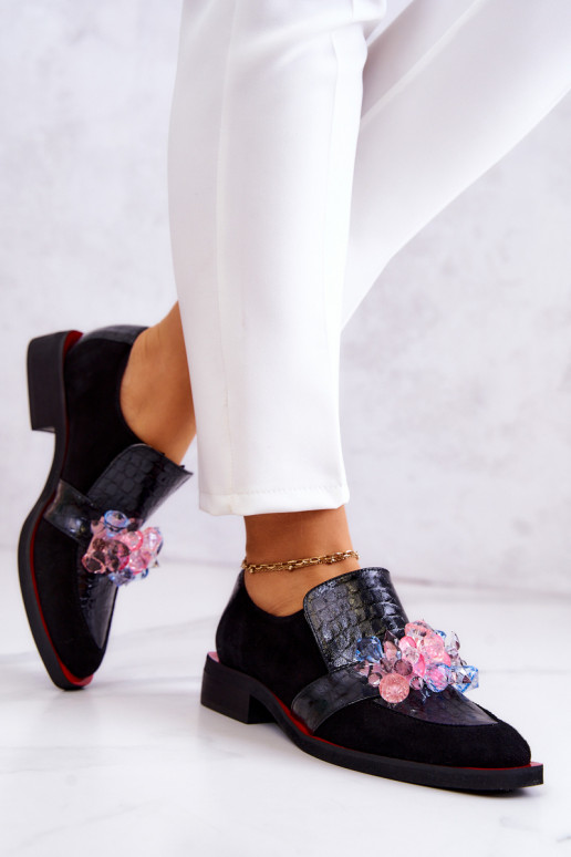 ze semiše boty s ornamenty Černé a-červené Davine ze semiše boty s ornamenty Černé a-červené Davine