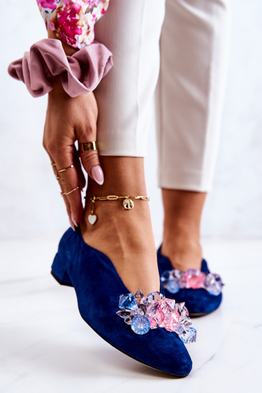 Elegantní styl ze semiše boty s ornamenty tmavě modrá McQueen Elegantní styl ze semiše boty s ornamenty tmavě modrá McQueen